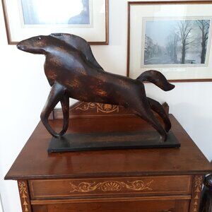 Metal Prehistoric Horse Sculpture on Stand - LARGE